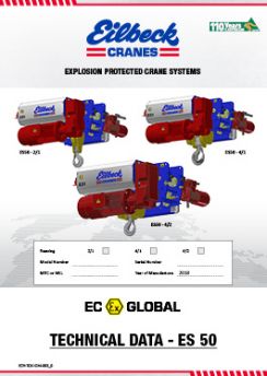 Explosion proof hoist ES50 technical Data